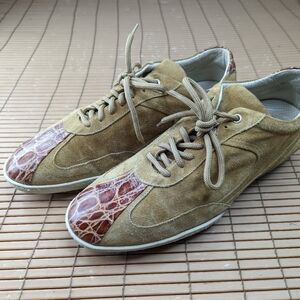 CAPORICCI Men's Brown Alligator and suede Sneaker . Made in Italy- Size 11M. 272